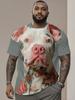 Popular 3D Cartoon Animal Print T-shirt for Men with Fun and Funny Patterns Short Sleeved Tops for Summer Casual O-neck Trendy and Cool Pullover