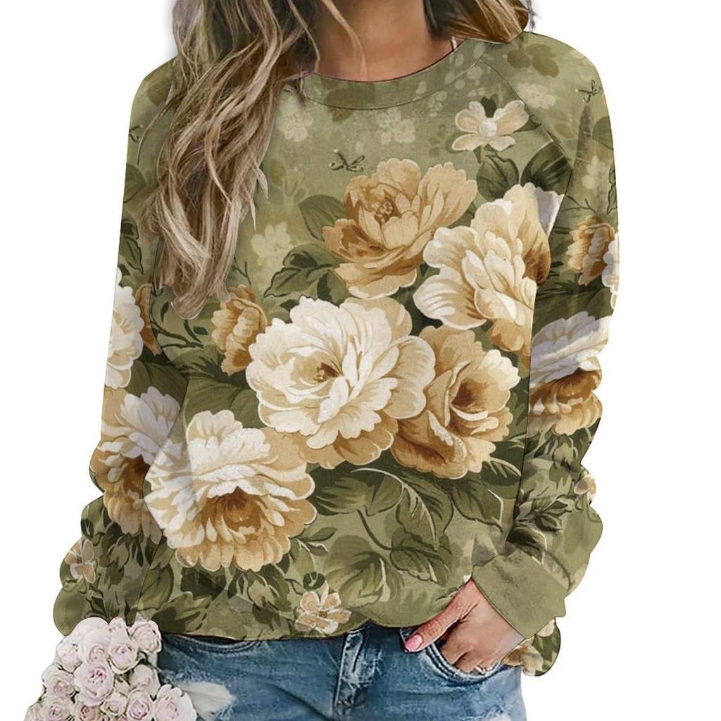 Floral Flower Pattern 3D Print Sweatshirts Women New Casual O-Neck Hoodies Streetwear Y2k Pullovers Harajuku Tops Woman Clothing