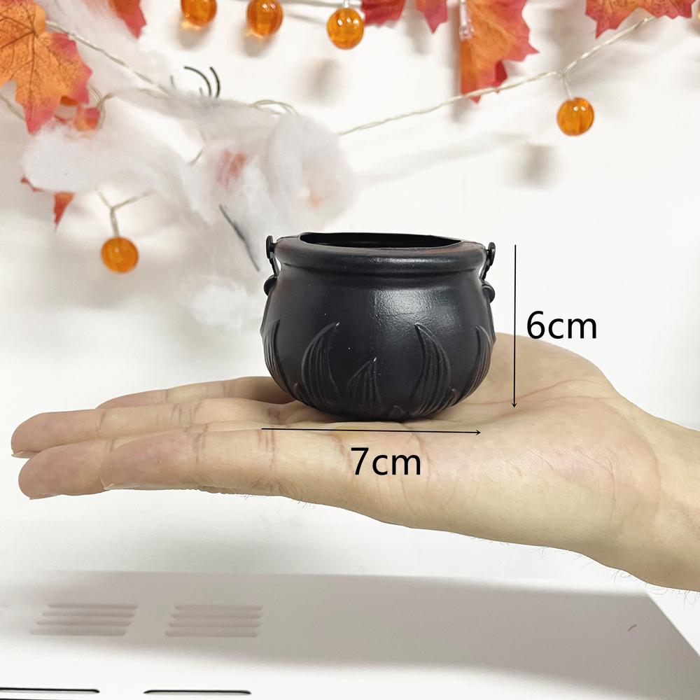 Halloween Candy Bowl Decorations  Black Plastic Cauldron Bowls with Iron Rack, Halloween Party Decorations Candy Bucket