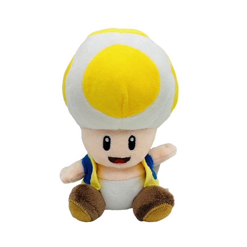 Super Mario 17cm Toad Plüschtier Mit 5 Bunten Sitzenden Pilzfiguren