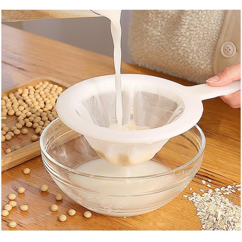1Pcs Fine Mesh Food Strainer With Handle And Effective Residue Filtration For Homemade Soy Milk Juice Oat Milk Home Kitchen Use