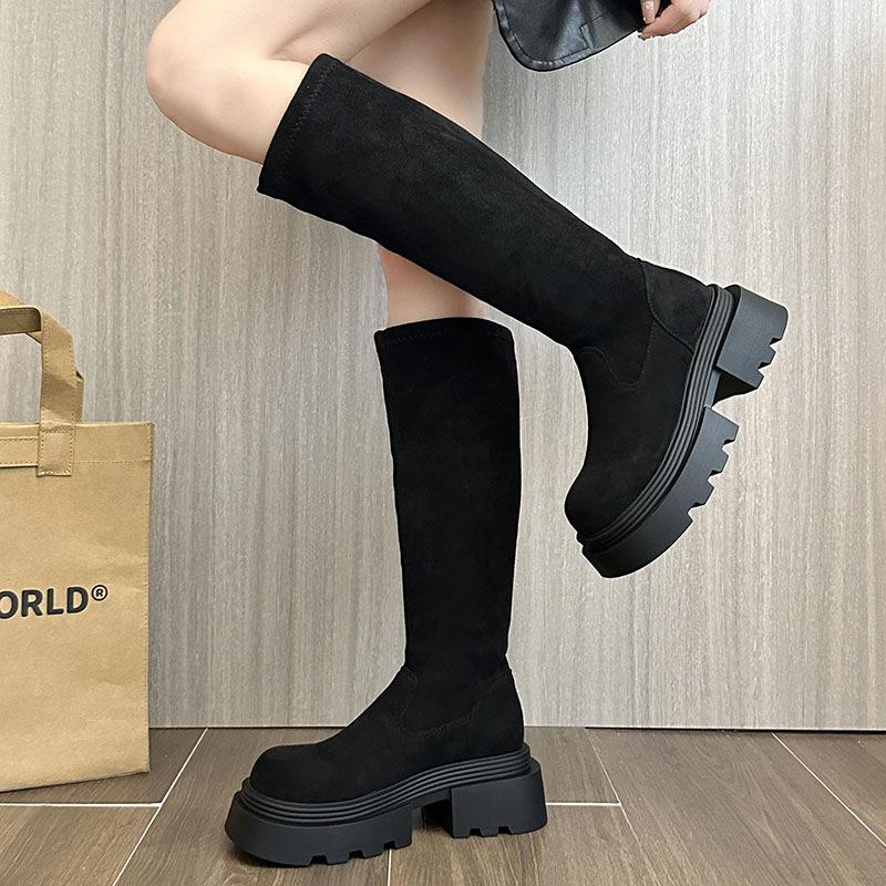 Maillard Retro Small Thick-soled High Boots French Women's Boots Thin Boots Autumn and Winter New Fashion Boots Suede