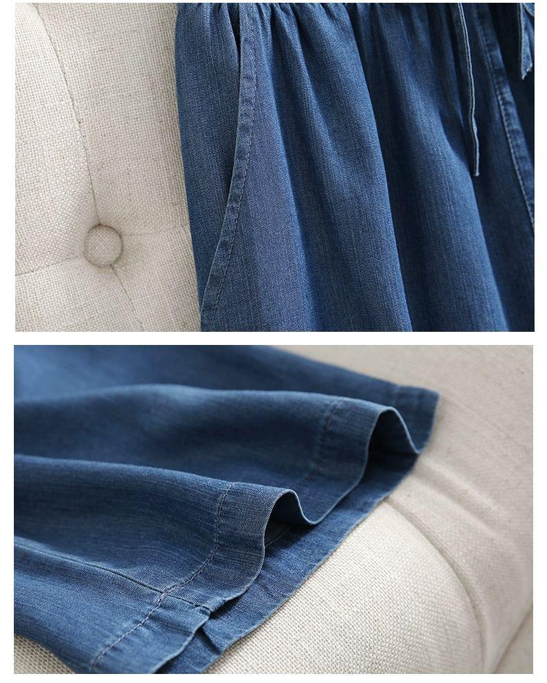 Pantaloni Larghi in Denim Tencel con Texture di Bambù Stile Giapponese per Donna Estate 2026