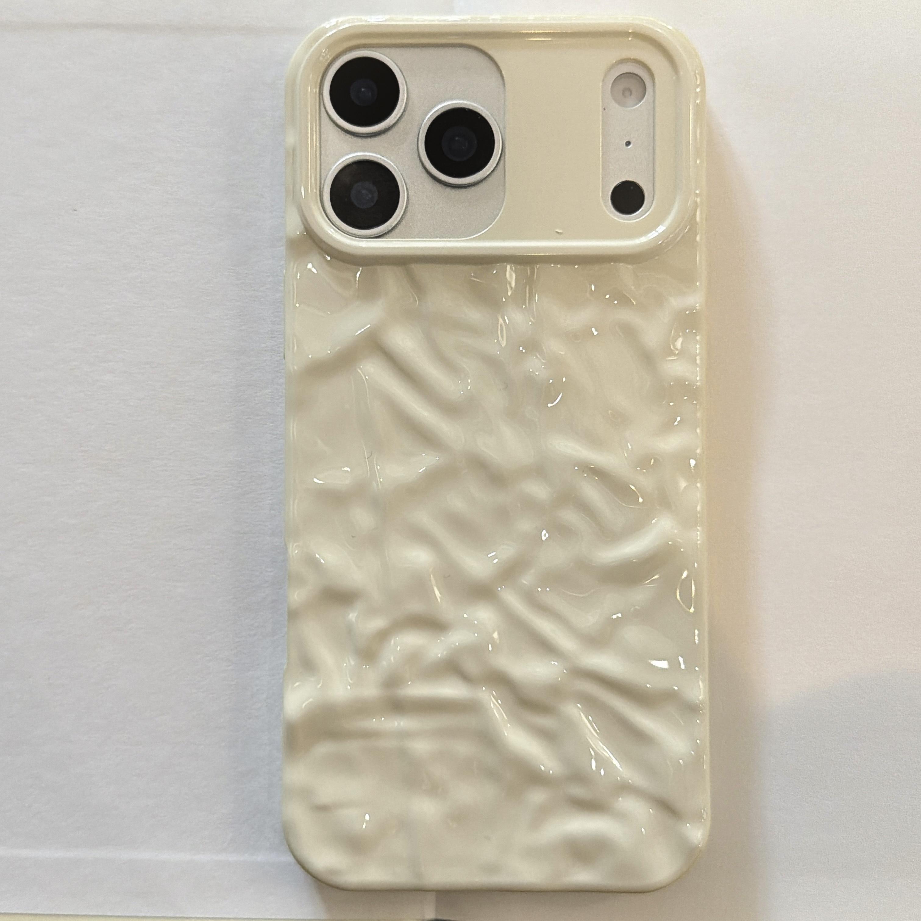

Cute Cream White Tin Paper Phone Case for iphone 17 Air 16 15 14 13 11 12 Pro Max X XS Max XR Water Ripple Shockproof Soft Cover iPhone Air