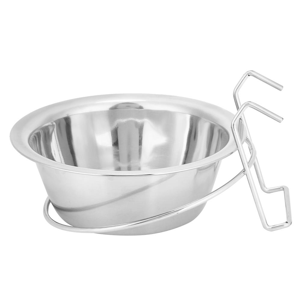 Pet Dog Cat Stainless Steel Hanging Type Bowl Durable Water Food Pot Hanging on Cage with Fixed Bracket