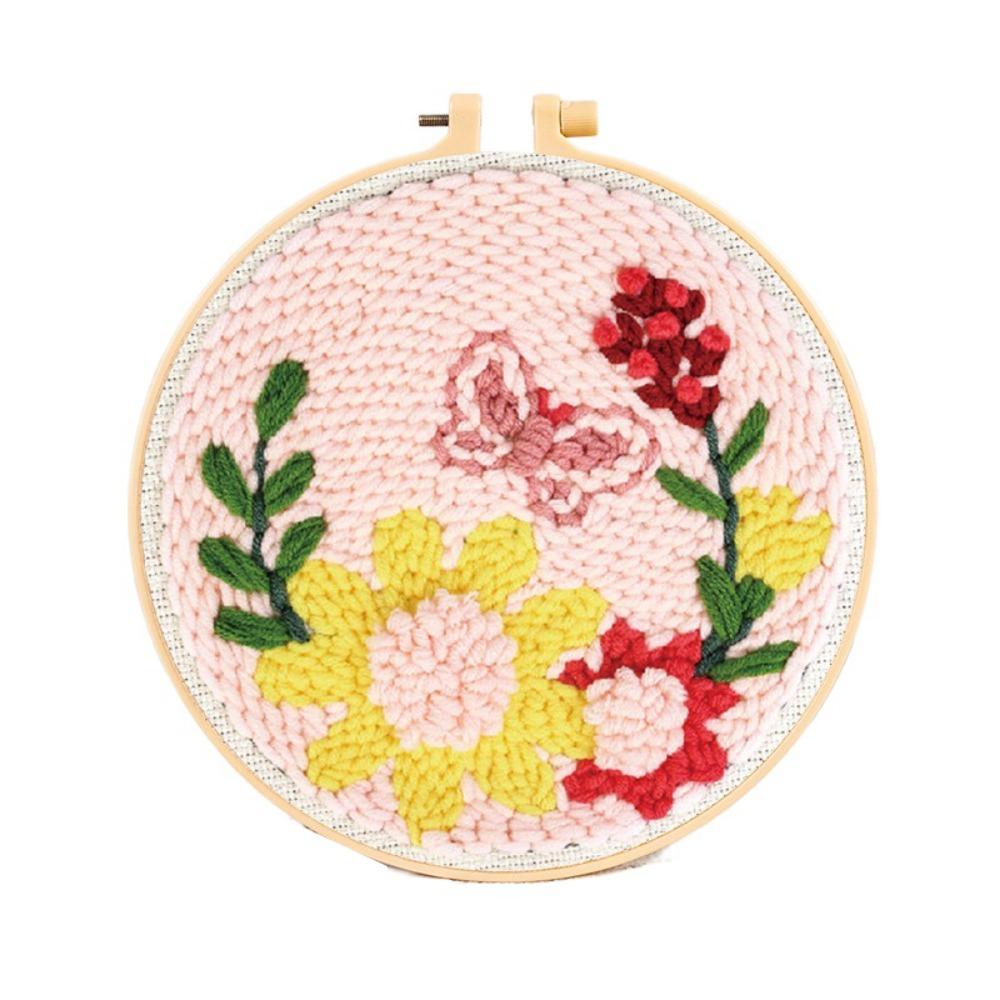 Flower Pattern Punch Needle Set Needlework Poke Needle Embroidery Kit  Educational Toys