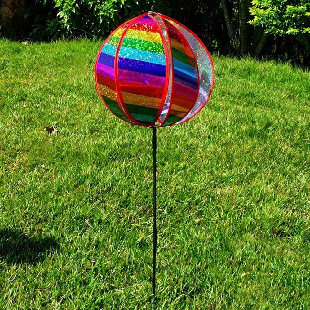 Rainbow Effect Windmill Glitter Stripe Reflective Pinwheels Rainbow Wind  Kindergarten Outdoor