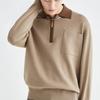 Men's Trendy Light Luxury Lapel Half-Zip Knit Sweater – Autumn & Winter Casual Long-Sleeve Base Top