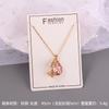 Luxury Drop Water Shaped Zircon Pendant Necklace Geometric Stainless Steel Choker Jewelry Birthday Gifts For Women Girls
