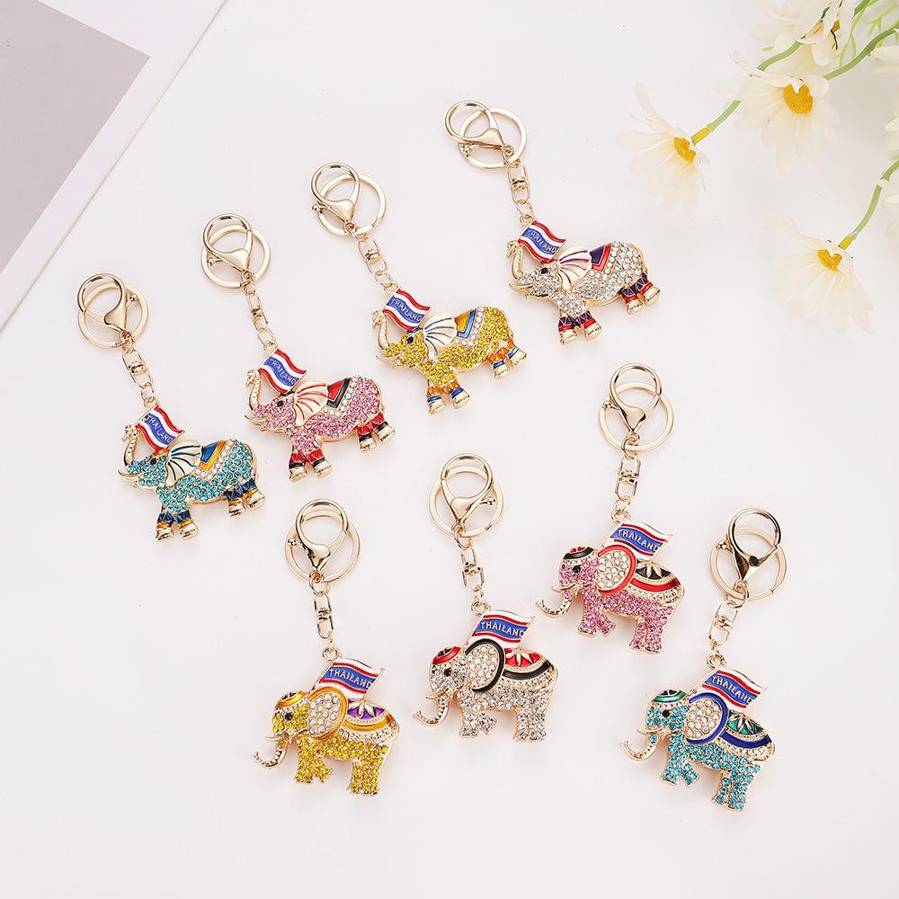 Rhinestone Elephant Keychain Souvenir - Thailand Bangkok Charm