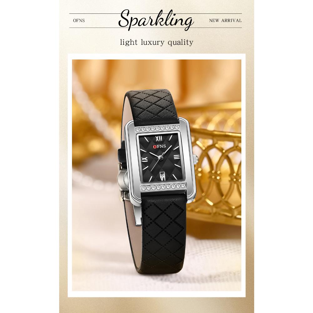 Women's Quartz Watch with Diamond Pattern Dial Stainless Steel Strap Waterproof Calendar Women Watch