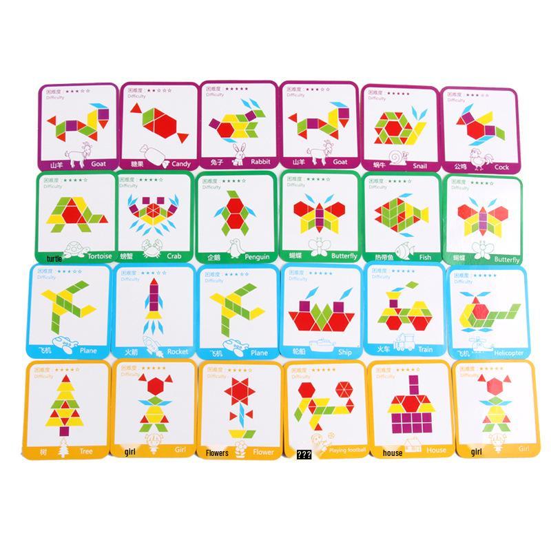 155-Piece Geometric Shape Tangram Puzzle Game for Early Childhood Education
