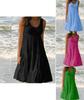 Stylowa Damska Letnia Sukienka Wakacyjna Jednolita Bez Rękawów Imprezowa Plażowa Luźna Krótka Sukienka Sundress Dla Bezproblemowej Elegancji
