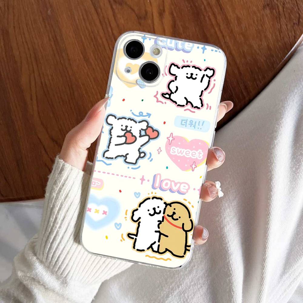 Maltese Cute Line Puppy Dog For IPhone 17 16 15 14 13 12 11 Pro Max Plus Transparent Soft TPU Phone Cover