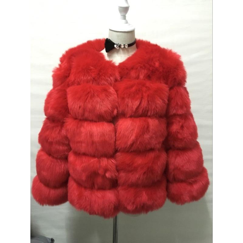 Women's Bright Faux Fur Cropped Jacket Luxury Quilted Elegant Warm Winter Coat