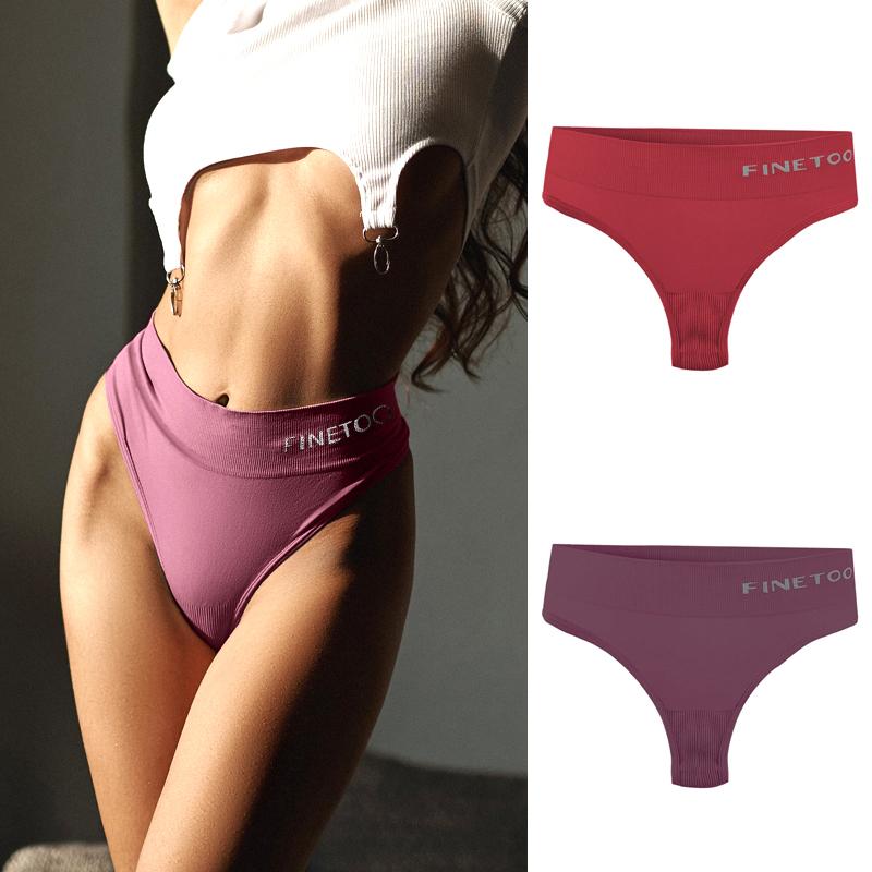 

2 шт. бесшовные стринги с высокой талией, нижнее белье больших размеров для женщин, сексуальные эластичные трусики 12 цветов, дышащее нижнее белье-стринги M-2XL M-L&2pcs