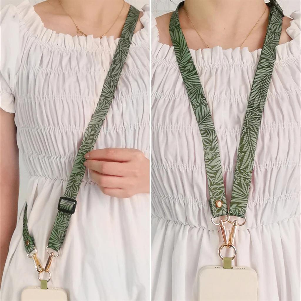 Green Leaves Adjustable Neck Cord Phone Strap Mobile Phone Straps Patch Cell Holder Phone Hanging Cord Phone Lanyards Strap
