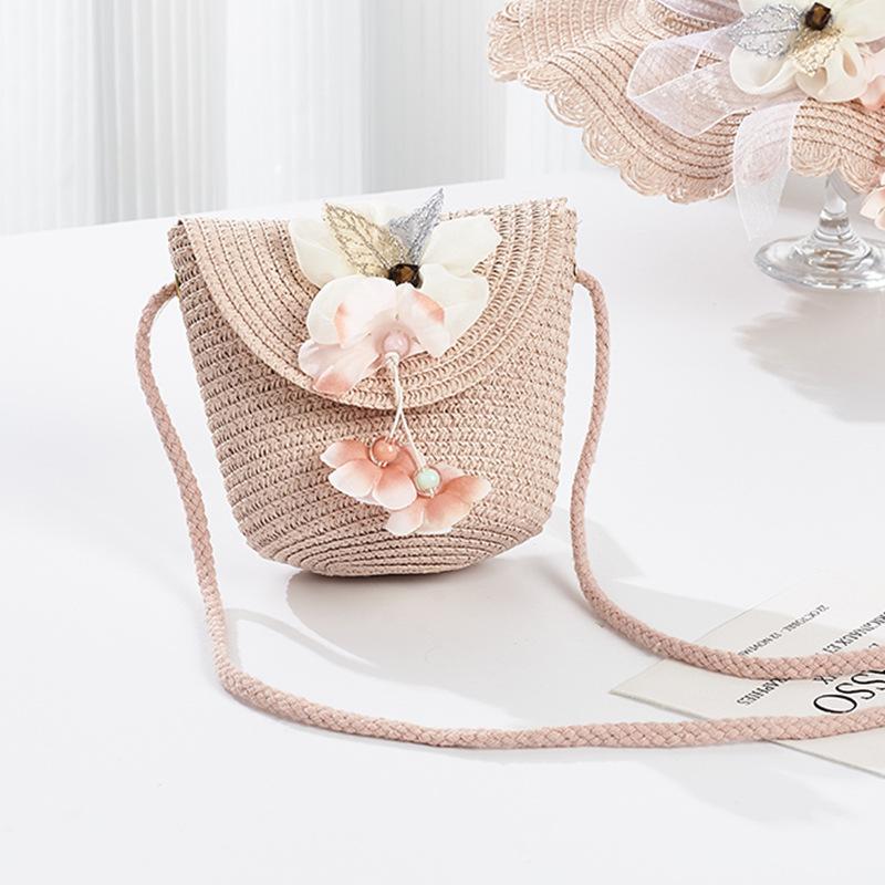 Girls' Straw Woven Coin Purse - Cute Outdoor Travel Handbag for Kids