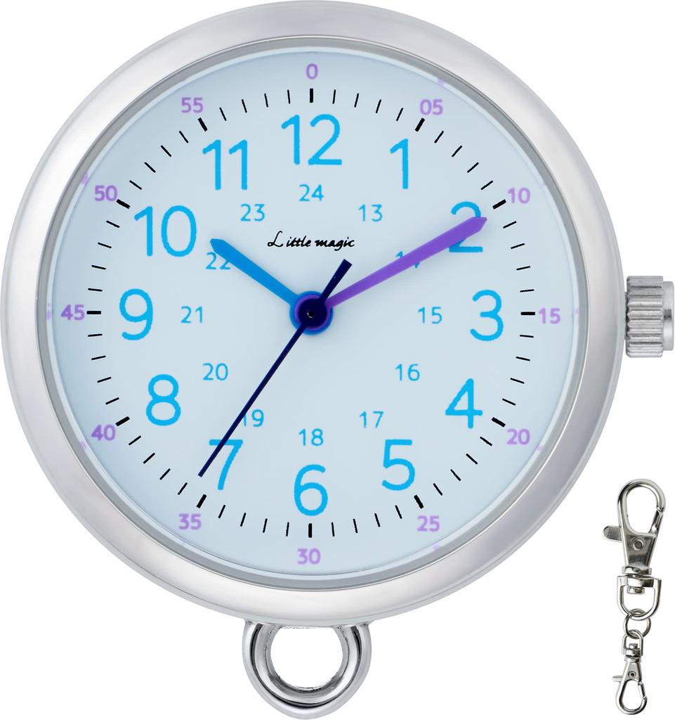 [Little Magic] [Makes checking the time fun] [6 colors to choose from] Easy-to-read, lightweight, and easy-to-use pocket watch, nurse watch, Colore