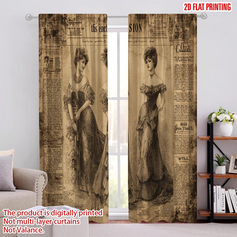 

2pcs,2D plane printing Curtains Victorian Elegance Durable Polyester (without rod) Holiday Perfect for Living Room & Office 52.50 × 116.00 cm 2 pcs