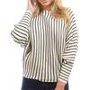 Autumn Winter 2026 Women's Striped Knit Pullover Sweater, Short/Long Sleeve, European American Style