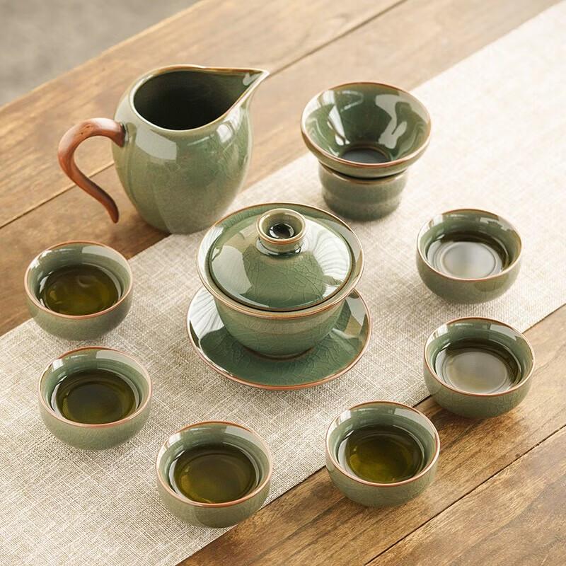 Tao Zhide Ge Kiln Honey Glaze 10-Piece Xishi Gongfu Tea Set