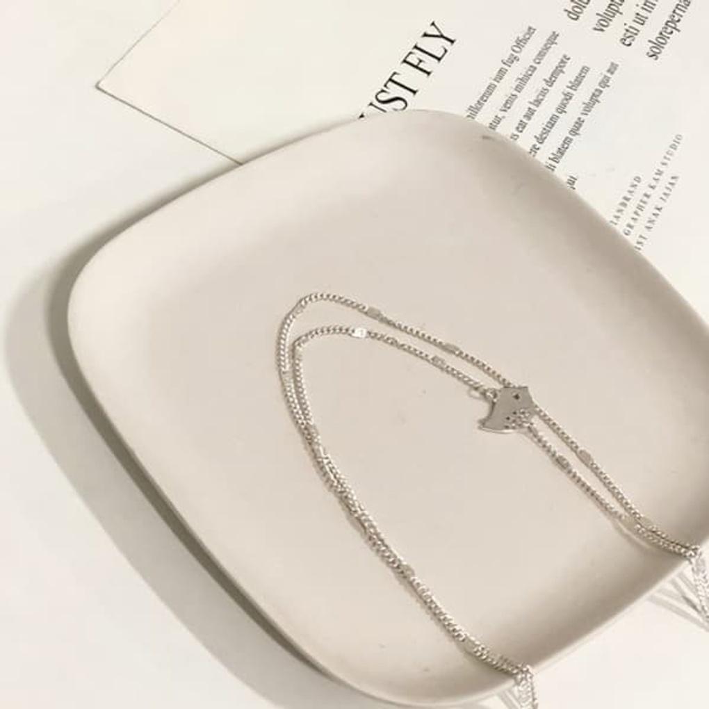 

Women s Cute Bird Mask Chain Layered Necklace Silver