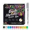 12 Colors Metallic Markers Pens Colors Paint Pens for Black Paper, Glass, Rock Painting, DIY Scrapbook Album Student Stationery
