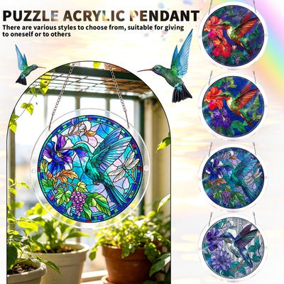 Acrylic Puzzle Window Decoration, Creative Stained Glass Hanging Ornament, Assembleable Window Decoration, Fun DIY Puzzle Ornament, Home Window D