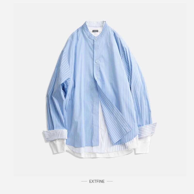 Mens Loose Striped Long Sleeve Casual Non Iron Business Shirt