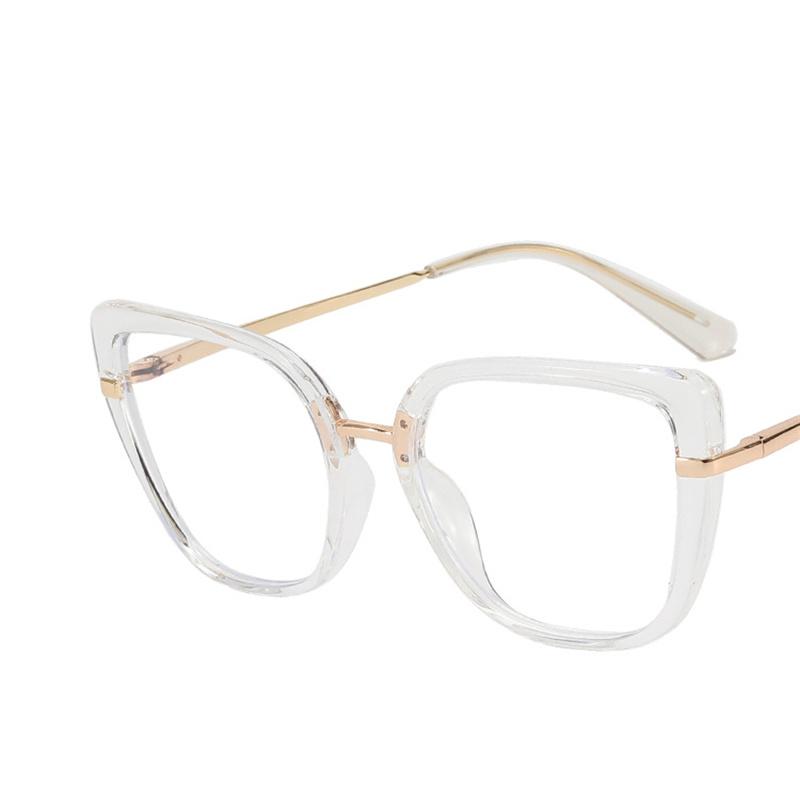 Latest Metal Cat Eye Shape Eyeglasses for Women Square Frame Eyeglasses Girls Optics Eyeglasses Glasses Gradient Color Myopic Eyeglasses Frame