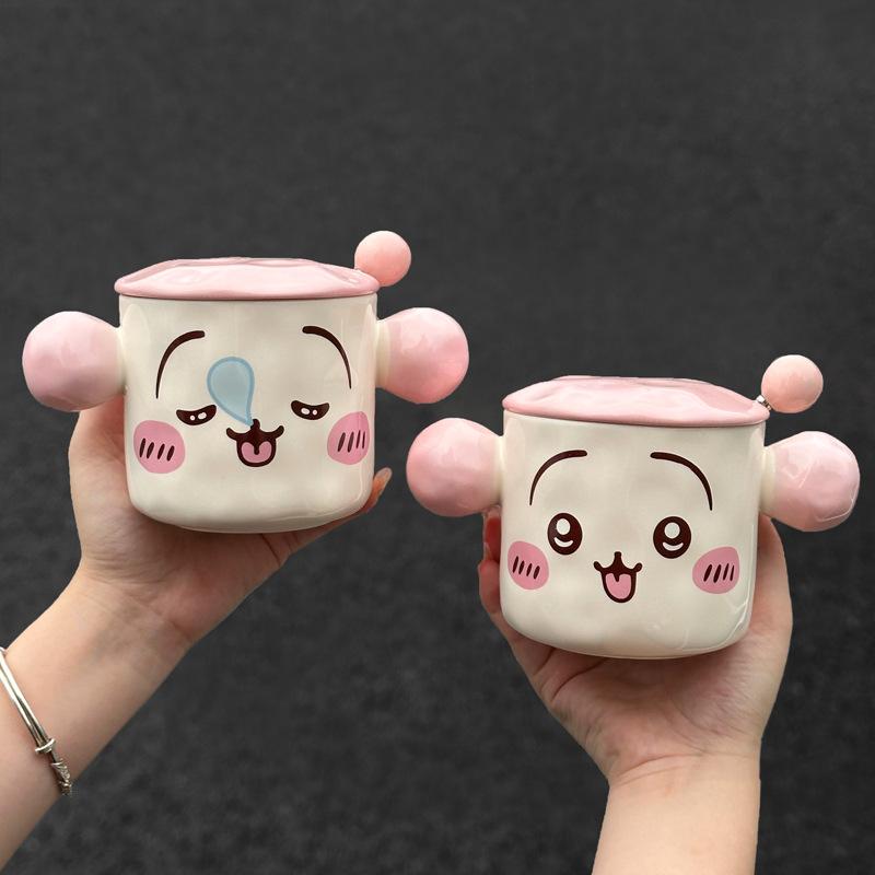 Girls' Heart Cup with High Appearance and Cute Ceramic Mug with Lid Birthday Gift for Girls Practical Gift Box for Best Friend