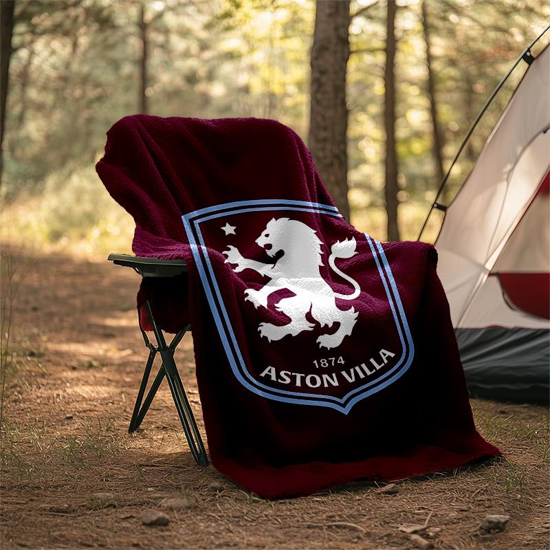 1pc Aston Villa Theme Blanket - Digital Print, Polyester, Cozy for All Seasons, Perfect for Outdoor, and Travel