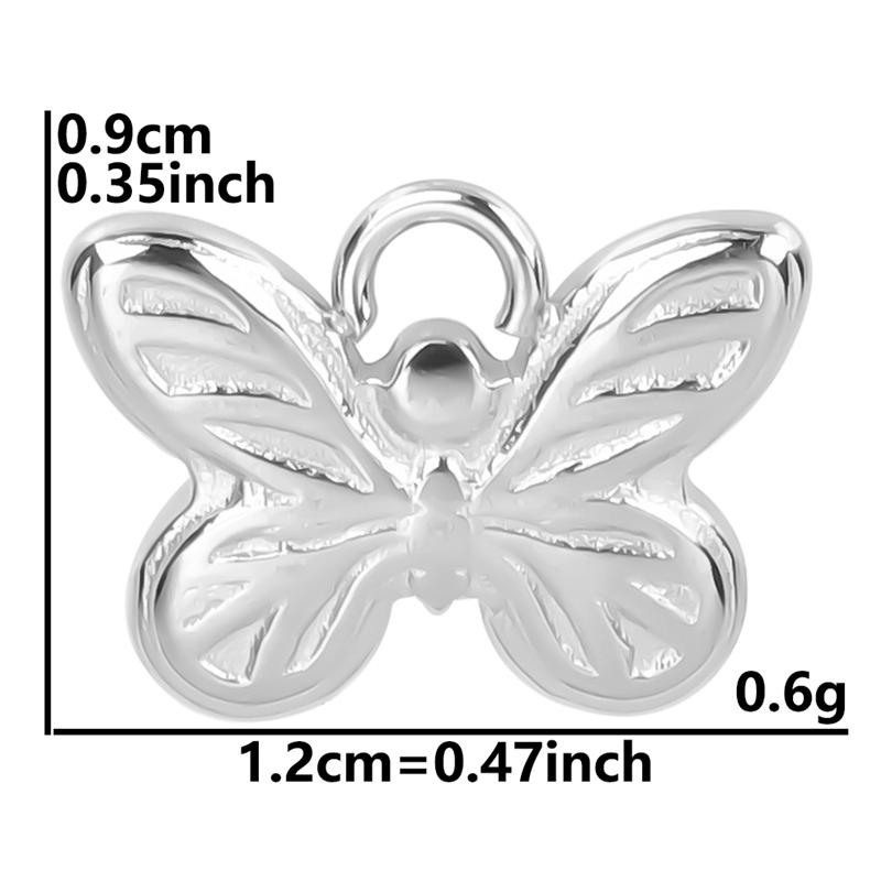

6pcs/Lot Insect Pendant Silver Color Stainless Steel Butterfly Charms For Jewelry Making Supplies DIY Necklace Earrings Pendants