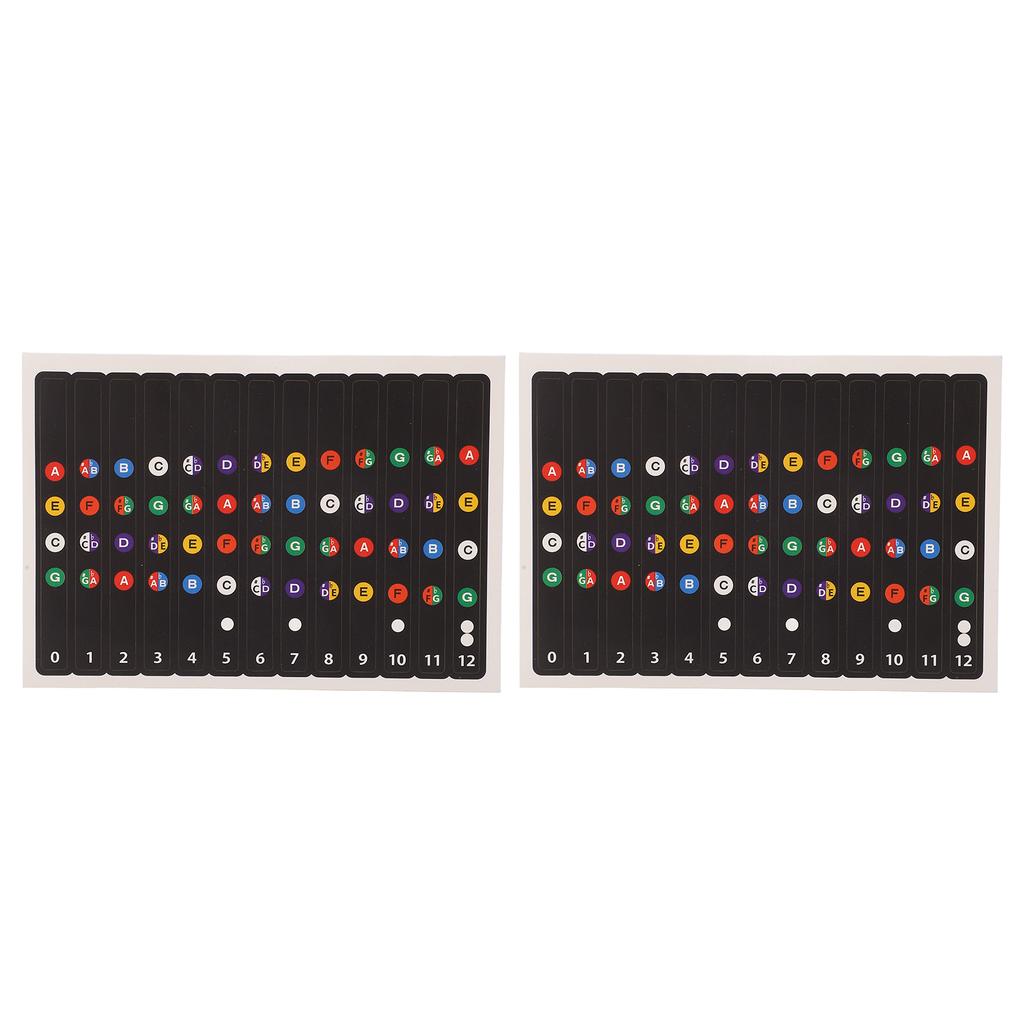 2Pcs Ukulele Fretboard Stickers Chord Fret Note PVC Finger Guide for Beginner Concert