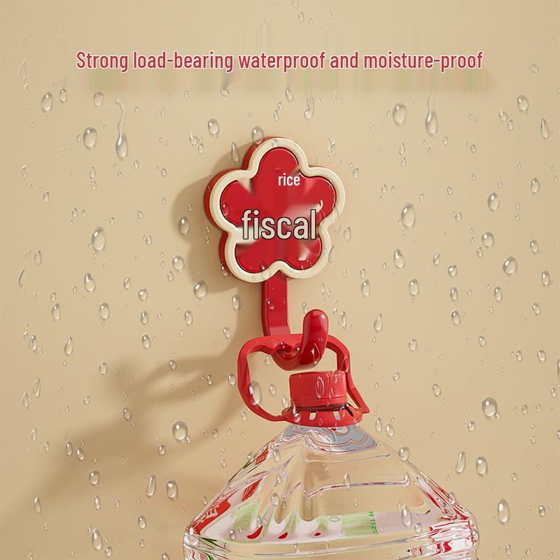 Red Festive New Year Wealth & Prosperity Adhesive Door Hook for Housewarming, No-Drill Installation