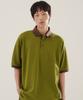 JEMUT Chess Ringer Collared Short Sleeve T-Shirt Olive Kjst2616