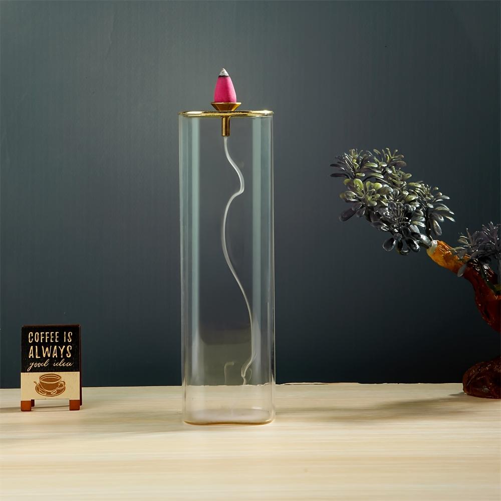Eleganter Glas-Räuchergefäß mit abnehmbarem Aschefänger, 2-in-1 Kegel- und Räucherstäbchen-Duft, unparfümiert, geeignet für Heimdekoration