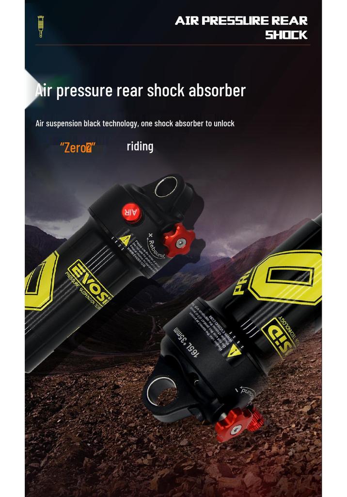 EVOSID Air Pressure Rear Shock Absorber for Mountain Bikes, Damping Suspension, 165/190/210MM