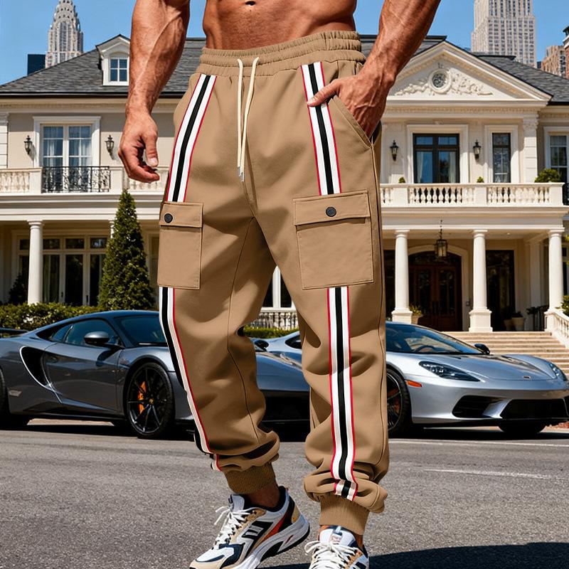 Winter Men's Heavy Velvet Warm Outdoor Sports Trendy Workwear Webbing Retro Loose Sweatpants