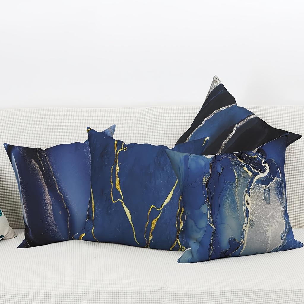 pc Navy Marble PillowcaseSuitable for sofa car bedroom decorative cushion cover pillow cover