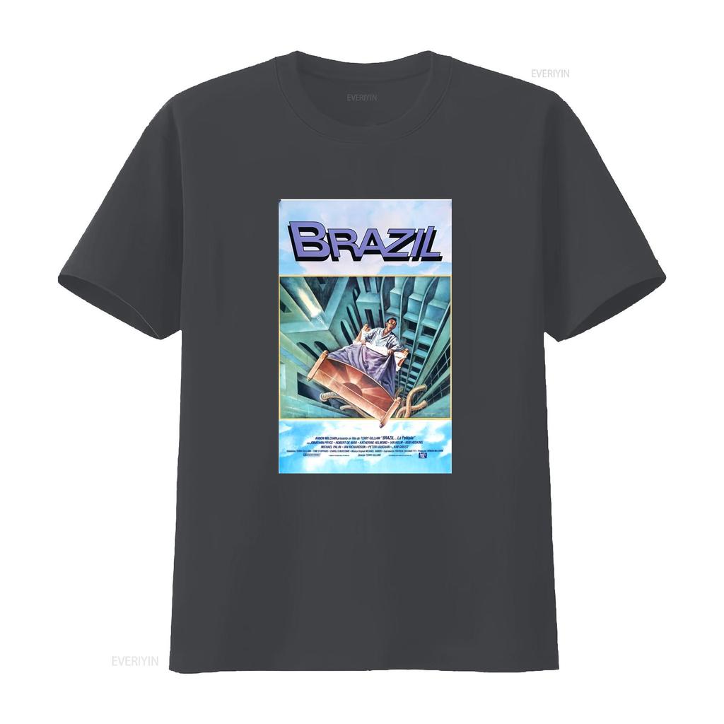 Retro Vintage Cult Movie Brazil Classic Poster Print Casual T Shirt Vintage Washed Versatile Fashion Top For Everyday Wear