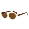 Retro Round-Frame Women's Glasses with Tortoiseshell Arms Decorative Lens Non-Prescription Oval Eyewear