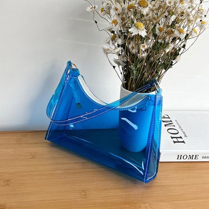 Transparent jelly bag 2 summer new PVC shoulder armpit bag candy color women's bag baguette bag