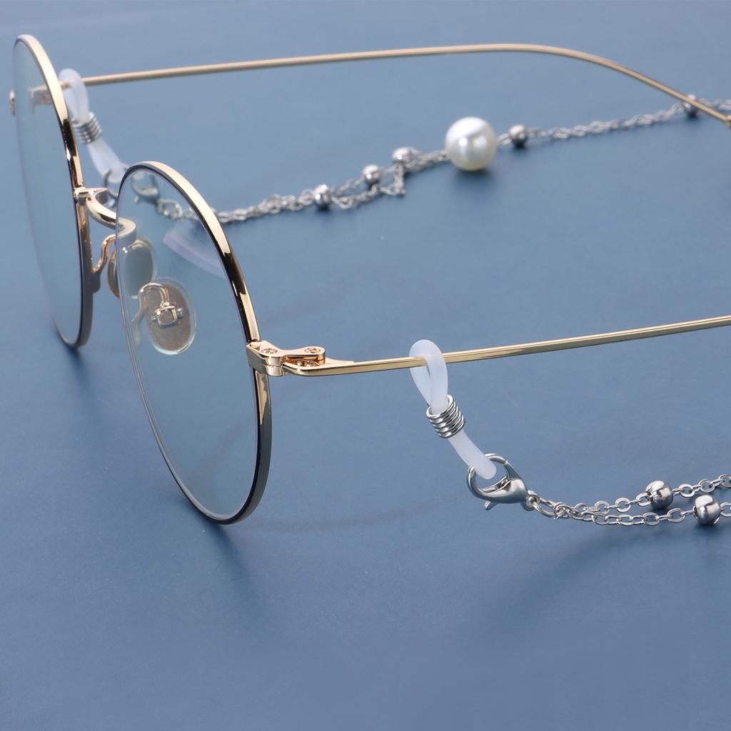 Pearl Tassel Long Glasses Chain, Metal Round Bead Chain, Mask, Mask, Fixed Accessories.
