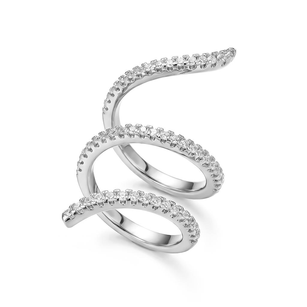 Trendy Exquisite Spiral Wrap Ring for Women Multilayer Sparkly Crystal Zircon Finger Ring Summer Festival Boho Statement Jewelry