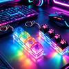 Led Light Keyboard Keychain Fidget Toy Clickable Button Stress Relief Portable Desk Accessory Office Decor Gift Anxiety Relief