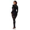TW823 European and American Women's High-End Mesh Splicing Slim-Fit Waist-Cinched Long Dress for Autumn and Winter