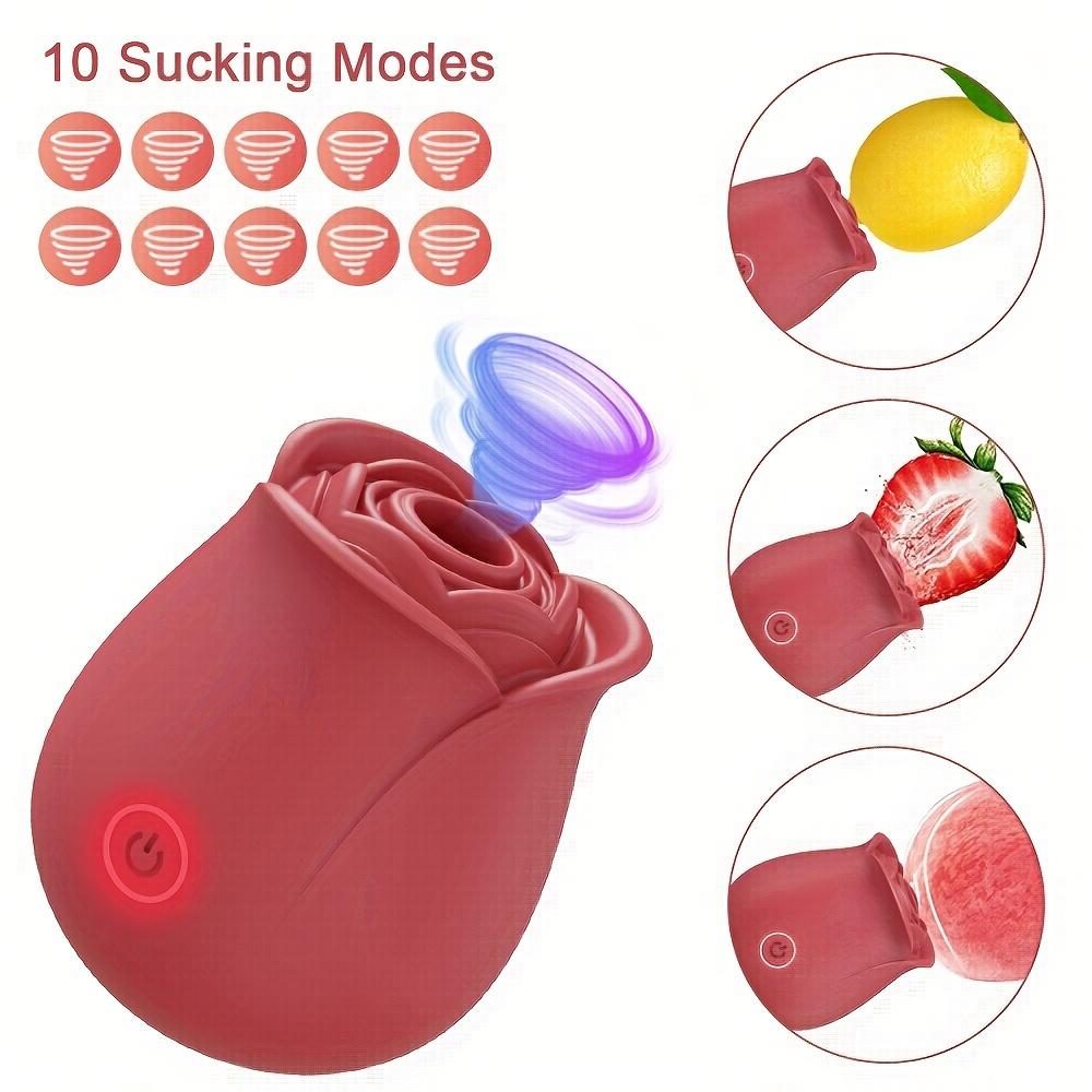 1pc ALWUP Rose Sucking Vibrator for Women, Rechargeable Battery Powered Clitoral Stimulator with 10 Modes