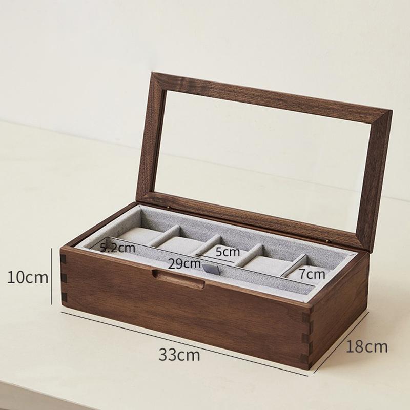 Solid Wood Watch Storage Box Black Walnut Wood Wrist Watches Jewelry Collection Boxes Watch Organizer Display Case Gifts for Man
